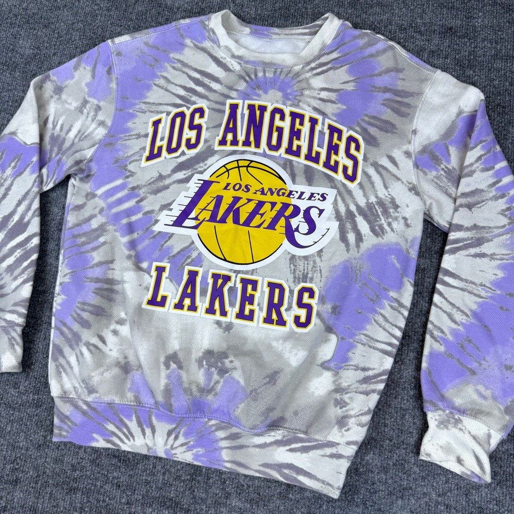 Los Angeles Lakers Sweatshirt Purple Tie Dye Retro NBA Basketball‎ Women's XS